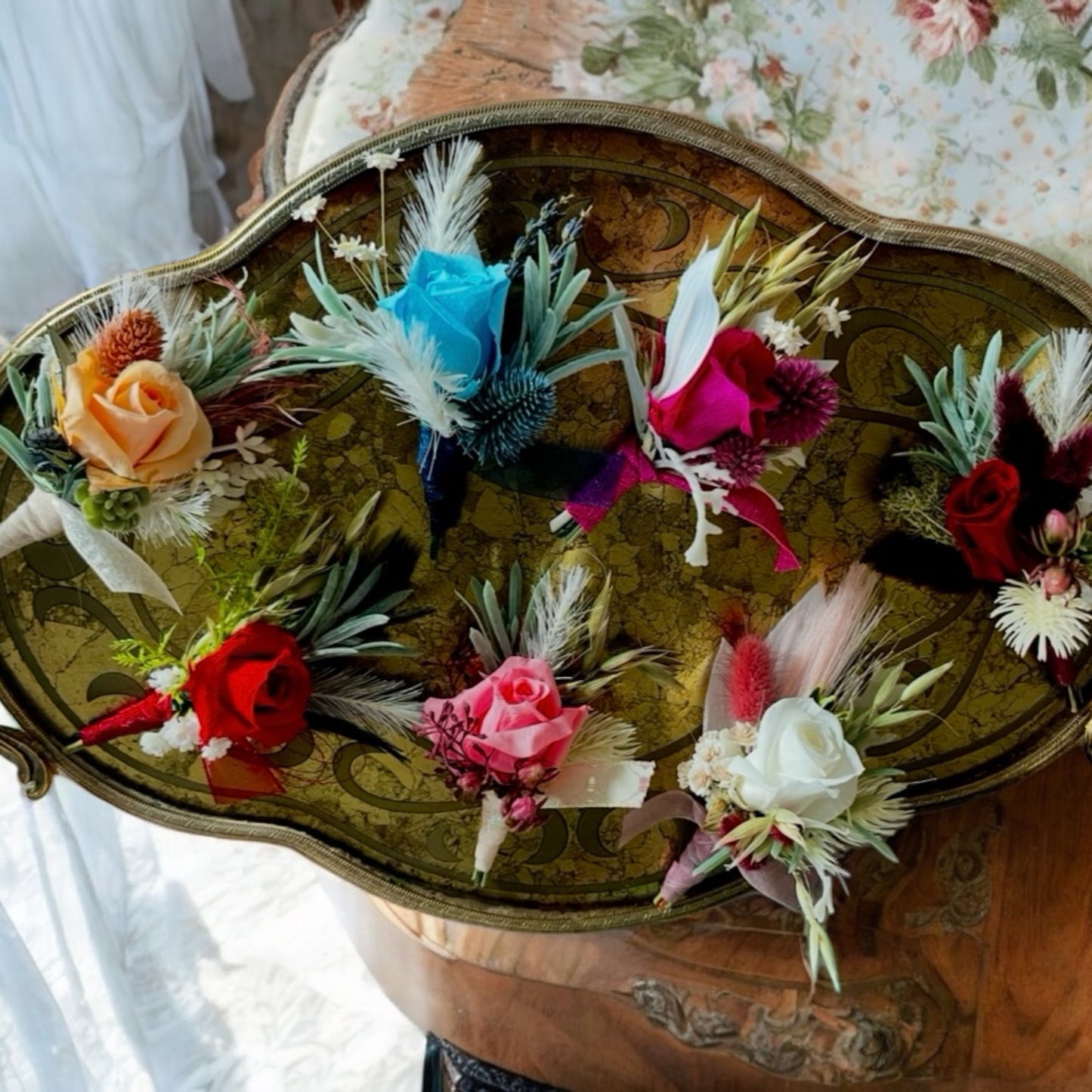 Freeze dried/preserved boutonnières for weddings/prom