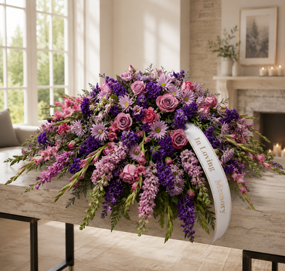 Loving Garden Casket Spray –  Petal Passion, Ammon ID
