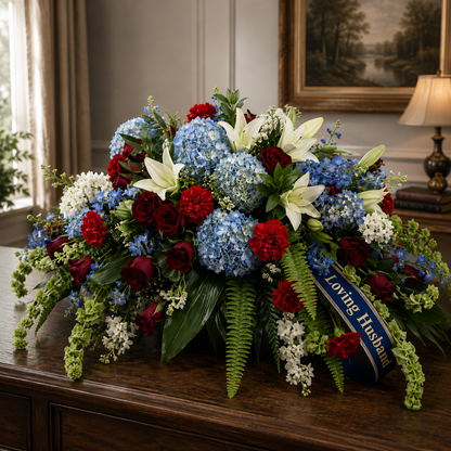 Patriotic Tribute Casket Spray –  Petal Passion, Ammon ID