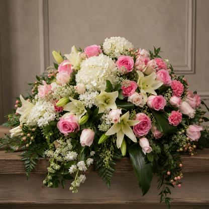Grace in Pink Casket Spray –  Petal Passion, Ammon ID