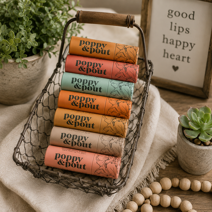 Poppy and Pout Chapsticks –  Petal Passion, Ammon ID