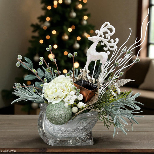 Artificial Floral Cristal Sleigh