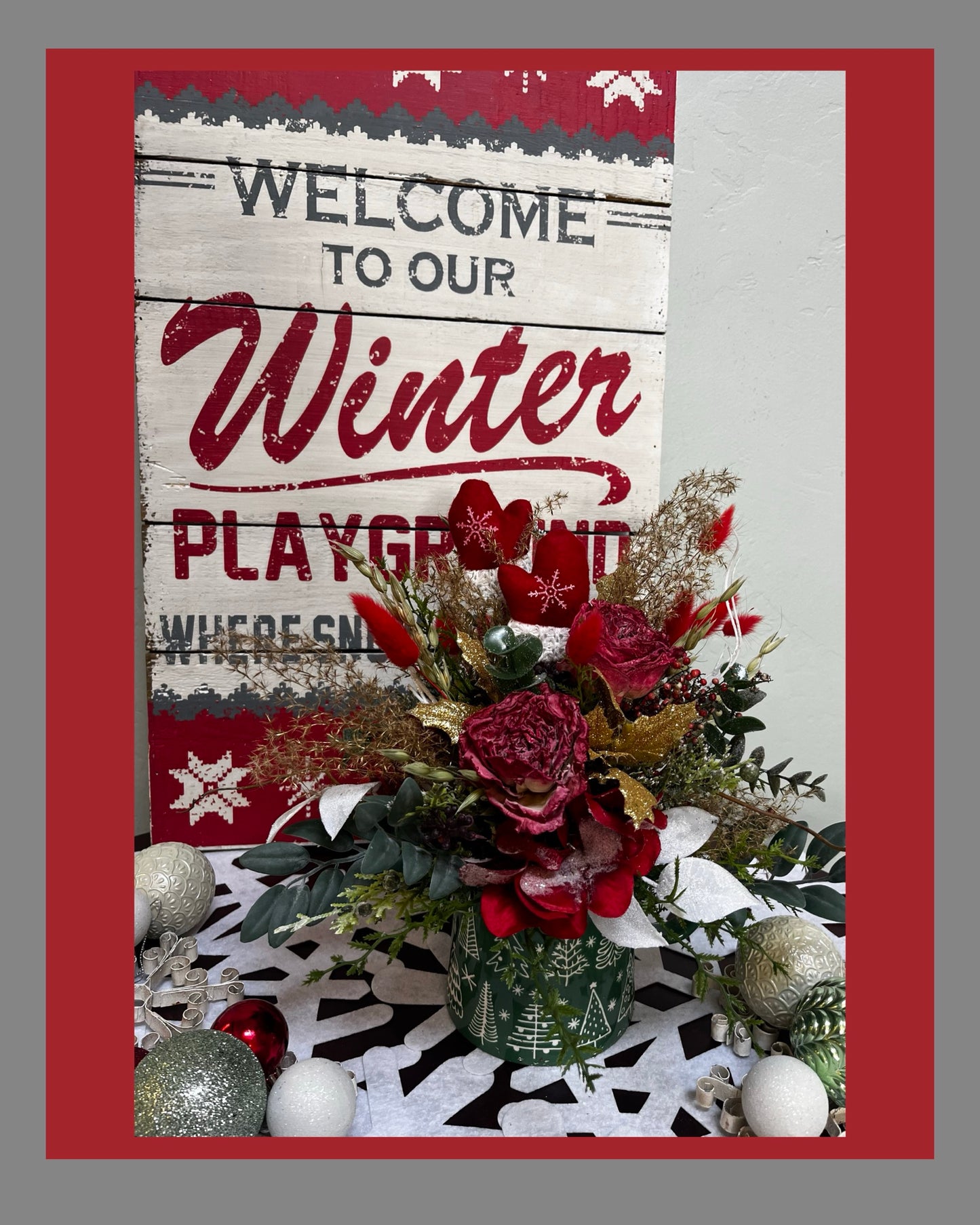 Winter Preserved Bouquet in Festive Mug